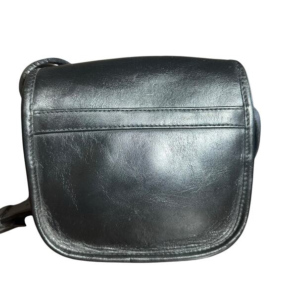 Calvin Klein Black Leather Crossbody Bag Flap Closure Y2K 90s Retro Vintage - Picture 3 of 9
